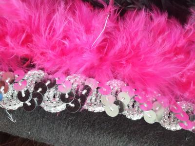 N29-59-60 Damen-Herren schwarzer Funkenhut mit silberborte Marabu-pink Federboa-schwarz Gr.59-60 - 6