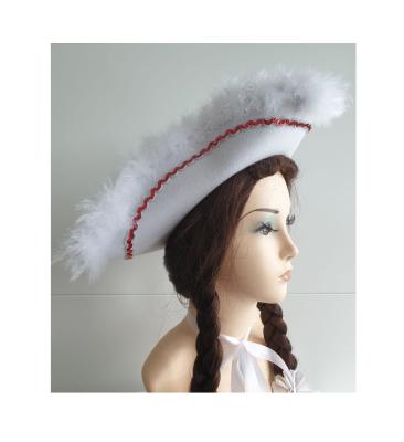 N30-55-56 weißer Funkenhut mit rot-silberborte Marabu-weiß Gr.55-56 - 1