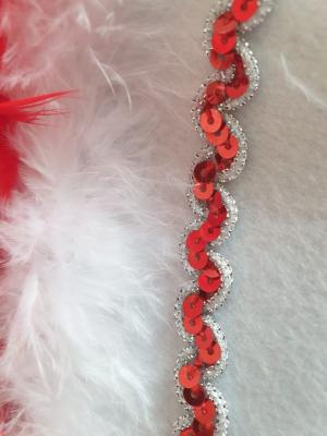 N31-53-54 Damen weißer Funkenhut mit rot-silberborte Marabu-weiß Federboa-rot Gr.53-54 - 5