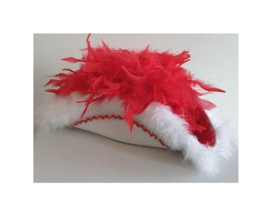 N31-53-54 Damen weißer Funkenhut mit rot-silberborte Marabu-weiß Federboa-rot Gr.53-54 - 6