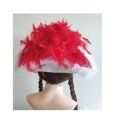N31-57-58 Damen-Herren weißer Funkenhut mit rot-silberborte Marabu-weiß Federboa-rot Gr.57-58 - 2