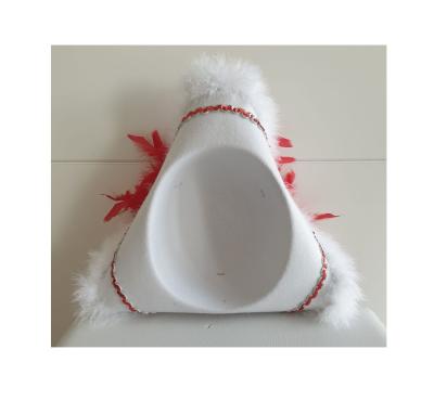 N31-57-58 Damen-Herren weißer Funkenhut mit rot-silberborte Marabu-weiß Federboa-rot Gr.57-58 - 4