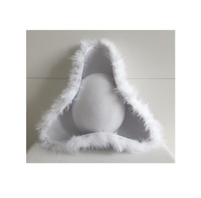 N32-57-58 Damen-Herren weißer Funkenhut mit blau-silberborte Marabu-weiß Gr.57-58 - 3