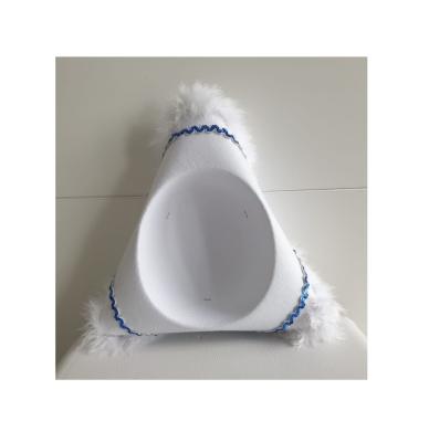 N32-59-60 Damen-Herren weißer Funkenhut mit blau-silberborte Marabu-weiß Gr.59-60 - 4