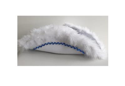 N32-59-60 Damen-Herren weißer Funkenhut mit blau-silberborte Marabu-weiß Gr.59-60 - 6