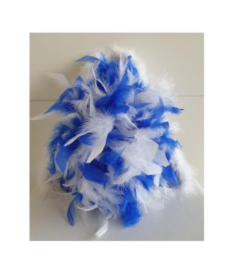 N33-53-54 Damen weißer Funkenhut mit blau-silberborte Marabu-weiß Federboa-blau-weiß-mix Gr.53-54 - 3