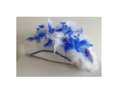 N33-53-54 Damen weißer Funkenhut mit blau-silberborte Marabu-weiß Federboa-blau-weiß-mix Gr.53-54 - 6