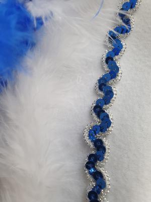 N33-57-58 Damen-Herren weißer Funkenhut mit blau-silberborte Marabu-weiß Federboa-blau-weiß-mix Gr.57-58 - 5