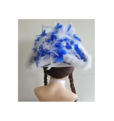 N33 Damen-Herren weißer Funkenhut mit blau-silberborte Marabu-weiß Federboa-blau-weiß-mix - 2