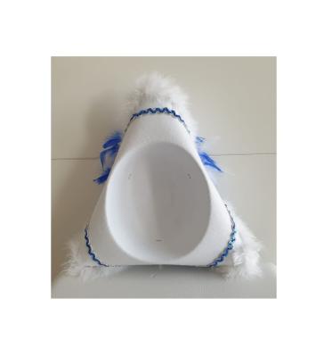 N33 Damen-Herren weißer Funkenhut mit blau-silberborte Marabu-weiß Federboa-blau-weiß-mix - 4