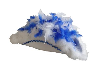 N33 Damen-Herren weißer Funkenhut mit blau-silberborte Marabu-weiß Federboa-blau-weiß-mix - 7