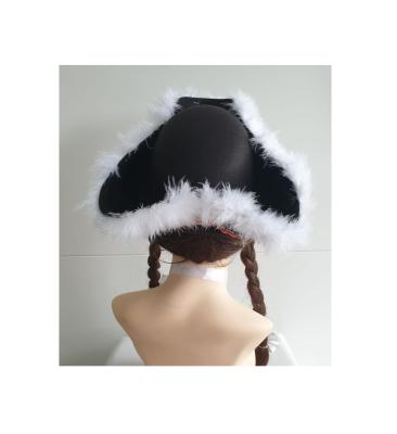 N34-57-58 Damen-Herren schwarzer Funkenhut mit rot-silberborte Marabu-weiß Gr.57-58 - 2