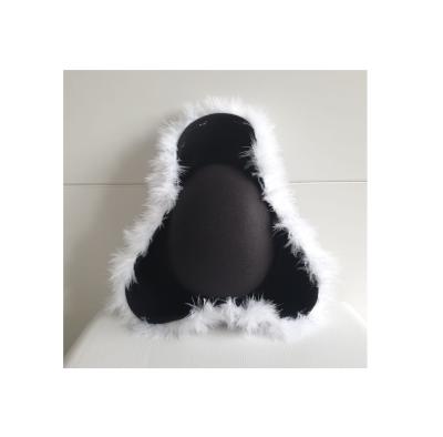 N34-59-60 Damen-Herren schwarzer Funkenhut mit rot-silberborte Marabu-weiß Gr.59-60 - 3