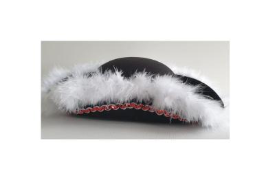 N34-59-60 Damen-Herren schwarzer Funkenhut mit rot-silberborte Marabu-weiß Gr.59-60 - 5