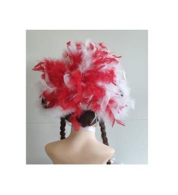 N35-59-60 Damen-Herren schwarzer Funkenhut mit rot-silberborte Marabu-weiß Federboa-rot-weiß-mix Gr.59-60 - 2