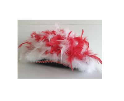 N35-59-60 Damen-Herren schwarzer Funkenhut mit rot-silberborte Marabu-weiß Federboa-rot-weiß-mix Gr.59-60 - 5