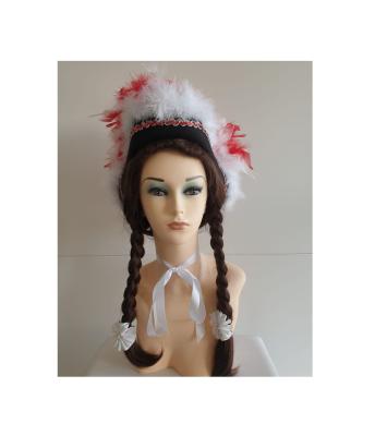 N35 Damen-Herren schwarzer Funkenhut mit rot-silberborte Marabu-weiß Federboa-rot-weiß-mix - 0