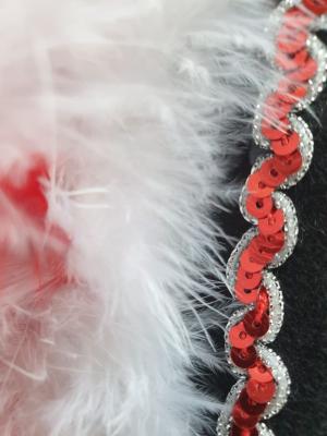 N35 Damen-Herren schwarzer Funkenhut mit rot-silberborte Marabu-weiß Federboa-rot-weiß-mix - 4