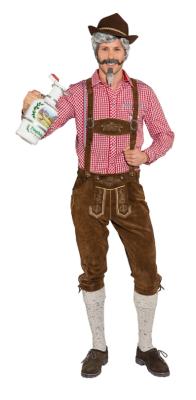 O7637 dunkelbraun Herren Lederhose Trachtenhose 3/4 lang - 0