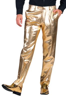 T3920-1400-52 gold Metallic Herrenhose Disco Party Gr.52 - 1