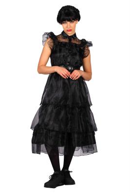 T4000-XS schwarz Damen Ballsaalkleid lang Wednesday 3 Teile (Kleid,Gürtel,Band) Gr.XS=36 - 1