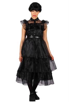 T4000-S schwarz Damen Ballsaalkleid lang Wednesday 3 Teile (Kleid,Gürtel,Band) Gr.S=38 - 4