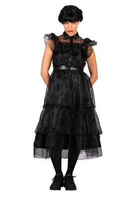 T4000-XL schwarz Damen Ballsaalkleid lang Wednesday 3 Teile (Kleid,Gürtel,Band) Gr.XL=46 - 3