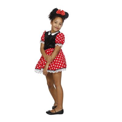 W3675-152 rot-schwarz-weiß Kinder Minniemauskleid Mauskostüm Gr.152 - 1