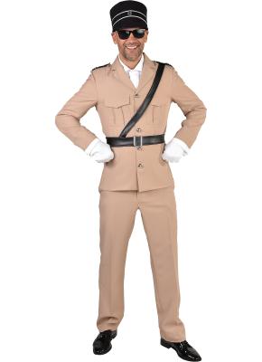 M221205 beige Herren Gendarme Saint Tropez Kostüm 3 tlg.(Jacke,Hose,Gürtel) - 0