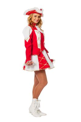 W4368-42 rot-weiß mit Goldborte Damen Gardekostüm Tanzmariechen 2 Teile (Oberteil,Rock) Gr.42 - 1