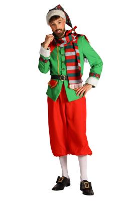 T3459-S rot-grün Herren Weihnachtselfe Kostüm Polestar 5 tlg.(Jacke,Hose,Gürtel,Schal,Mütze) Gr.S=48 - 5