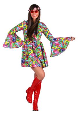 T3823-1800-XL Damen Hippie Kleid Daisy Zitrone Gr.XL=46 - 1