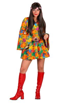 T3823-1200 Damen Hippie Kleid Daisy Orange - 0