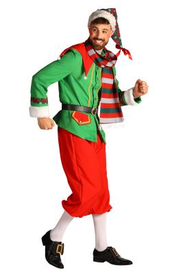 T3459-L rot-grün Herren Weihnachtselfe Kostüm Polestar 5 tlg.(Jacke,Hose,Gürtel,Schal,Mütze) Gr.L=52 - 2