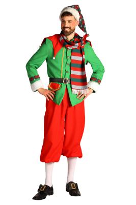 T3459-XL rot-grün Herren Weihnachtselfe Kostüm Polestar 5 tlg.(Jacke,Hose,Gürtel,Schal,Mütze) Gr.XL=56 - 3