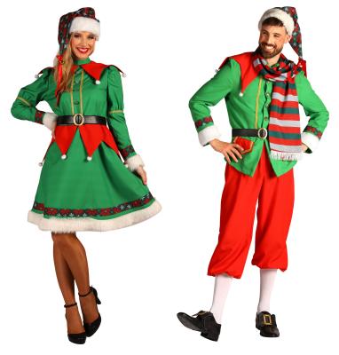 T3459 rot-grün Herren Weihnachtselfe Kostüm Polestar 5 tlg.(Jacke,Hose,Gürtel,Schal,Mütze) - 3