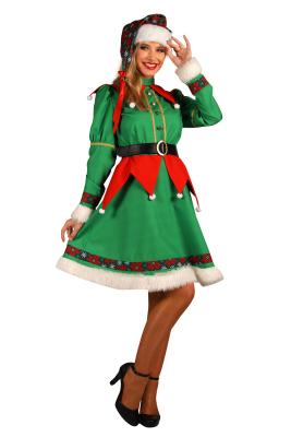 T3458-XXL rot-grün Damen Weihnachtselfe Kostüm-Kleid Twinkle 3 tlg.(Kleid,Gürtel,Mütze) Gr.XXL=50 - 3