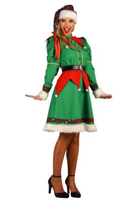 T3458 rot-grün Damen Weihnachtselfe Kostüm-Kleid Twinkle 3 tlg.(Kleid,Gürtel,Mütze) - 1
