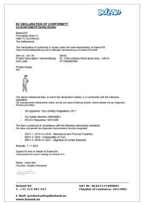 B88305-140 grau Kinder Mädchen Junge Hai Kostüm-Overall bis max.140 cm Körpergröße - 2