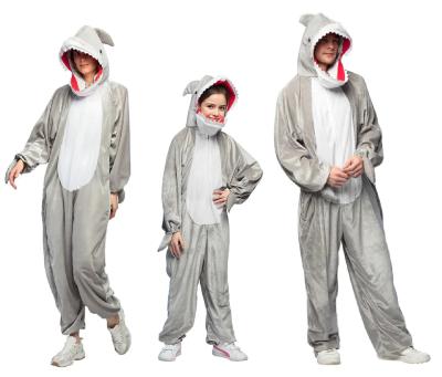 B88305 grau Kinder Mädchen Junge Damen Herren Hai Kostüm-Overall - 0
