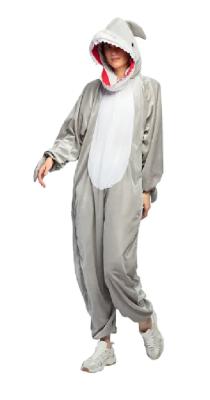 B88305 grau Kinder Mädchen Junge Damen Herren Hai Kostüm-Overall - 2