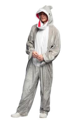 B88305 grau Kinder Mädchen Junge Damen Herren Hai Kostüm-Overall - 3