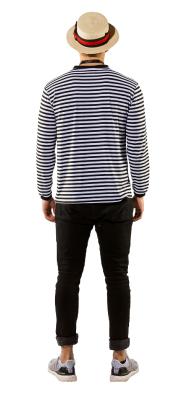 O813-XXL schwarz-weiß Damen-Herren Langarm Streifen Ringelshirt Gr.XXL=Shirtumfang Brust ca.138 cm - 2