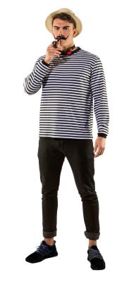 O813 schwarz-weiß Damen-Herren Langarm Streifen Ringelshirt Matrosenhemd