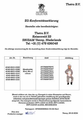T4049/T4050-104 grau Maus Kostüm Overall Kinder Gr.104 Körpergröße ca.104 cm - 6