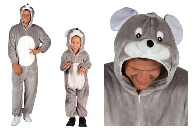 T4049/T4050 grau Maus Kostüm Overall Kinder Damen Herren - 0
