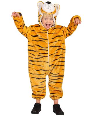 T4058/T4059-128 beige Tiger Kostüm Overall Kinder Gr.128 Körpergröße ca.128 cm - 1