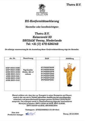 T4058/T4059-140 beige Tiger Kostüm Overall Kinder Gr.140 Körpergröße ca.140 cm - 4