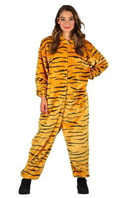 T4058/T4059-XL-XXL beige Tiger Kostüm Overall Damen Herren Gr.XL-XXL Körpergröße ca.180-200 cm - 2