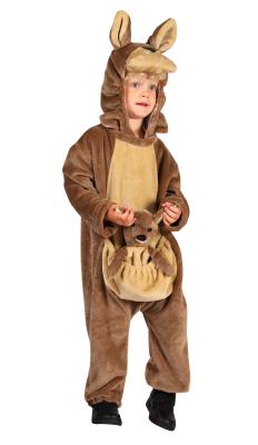 T4070/T4071-140 braun Känguru Kostüm Kinder 3tlg.Overall-separate Mütze&Baby Gr.140 Körpergröße ca.140 cm - 2